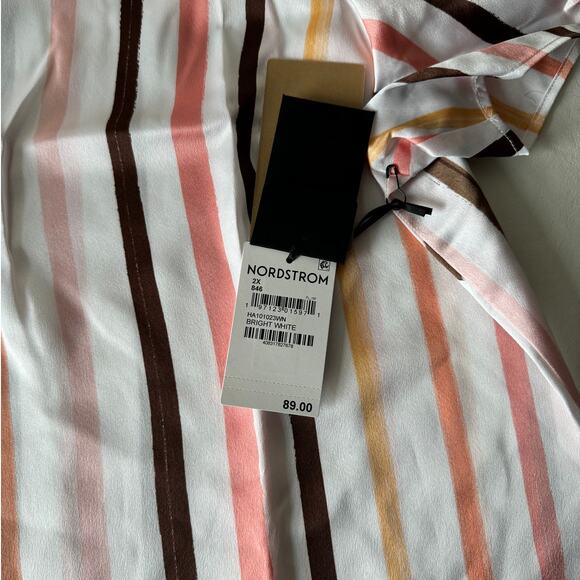 Halogen Stripe Short Sleeve Button-Up Camp Shirt Size 2X - Picture 5 of 8